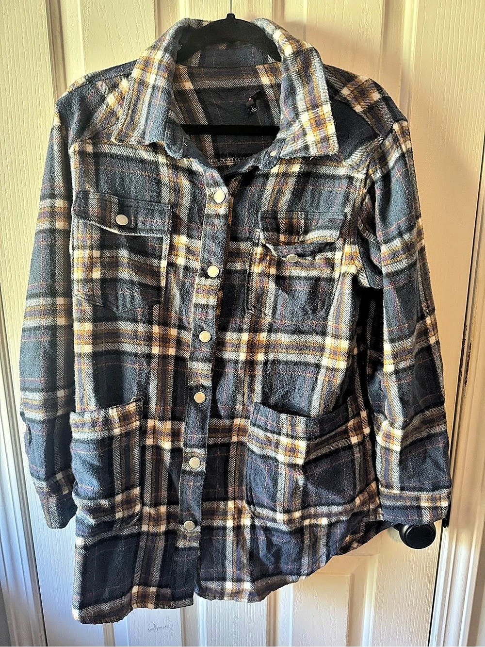 Canyon Creek Plaid Utility Jacket in Blue & Brown Size Large